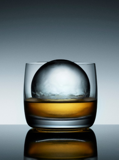 Image of Abstract Ice Infinity Sphere craft ice in a glass