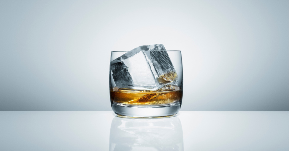 Image of Abstract Ice craft ice cube in a whiskey glass